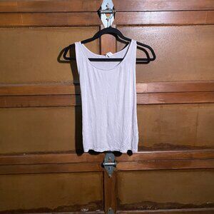 YOGALICIOS Womens Tank Top WHITE Sleeveless Workout Hi Low Muscle SZ L